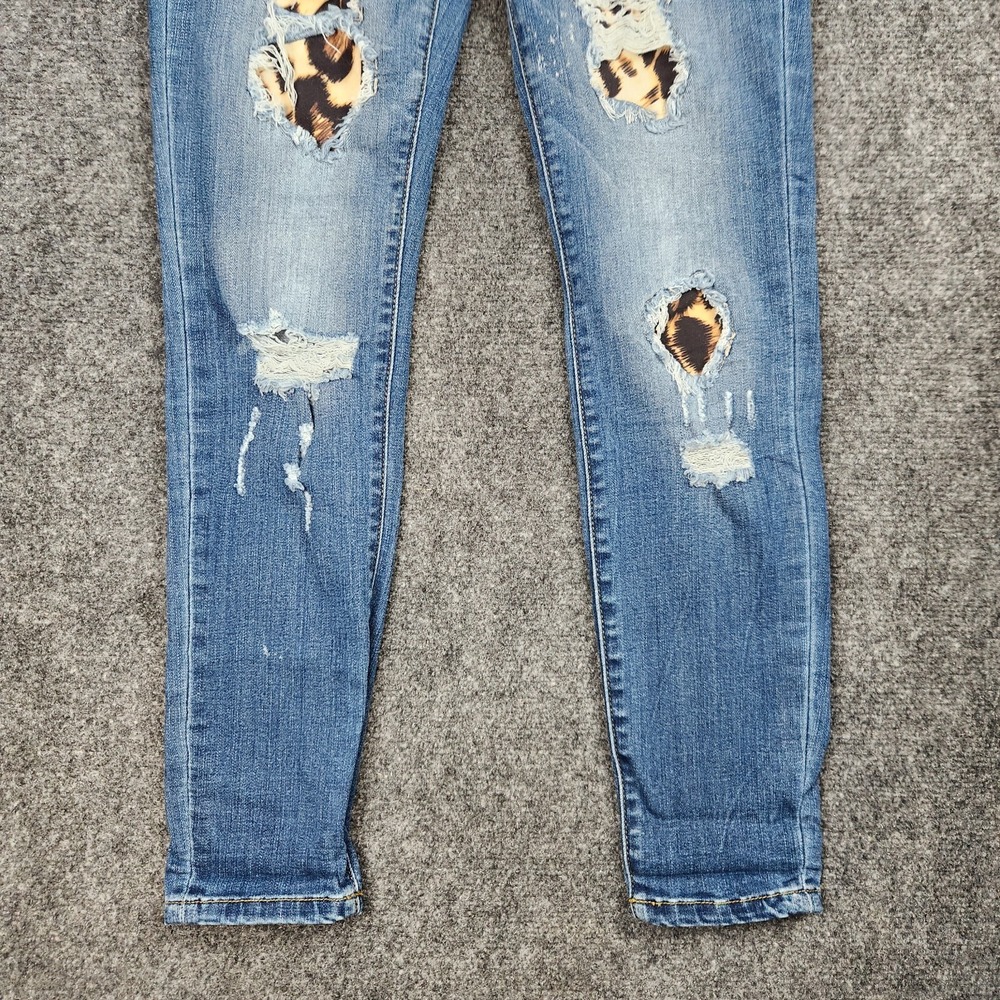 Judy Blue Jeans Womens 5/27 HighRise Skinny Fit Blue Leopard Stretch Denim Pants - Picture 3 of 14